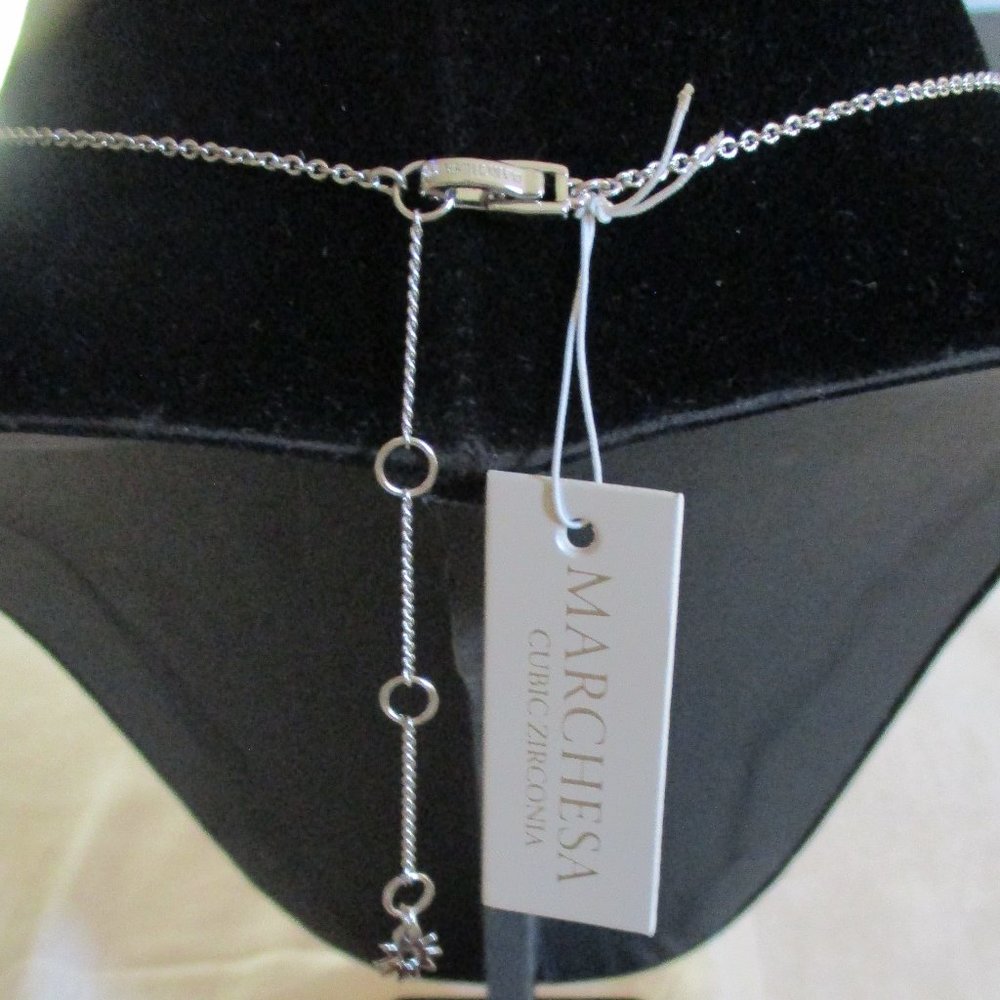NEW Marchesa Cubic Zirconia CZ Silver Tone Necklace Evening, Wedding NWT - Picture 3 of 8
